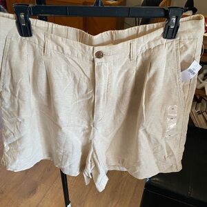 Beige Linen Shorts